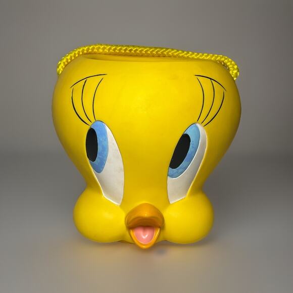 Vintage 1997 Tweety Bird Basket With Rope Handle Candy Bucket Applause Warner - Picture 1 of 9
